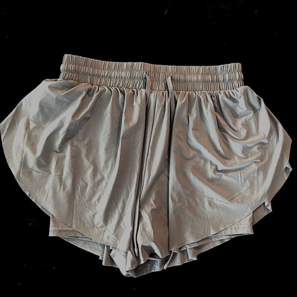 ASOS Revival Women's Light GreyBlue Flowing Shorts Size M, Built in lycra shorts